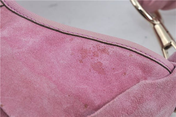 Authentic YVES SAINT LAURENT Saint Tropez Shoulder Bag Suede 122245 Pink H7122