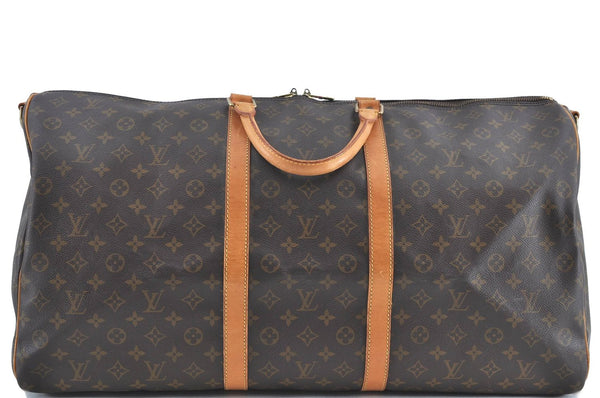 Auth Louis Vuitton Monogram Keepall Bandouliere 60 Boston Bag M41412 LV H7129