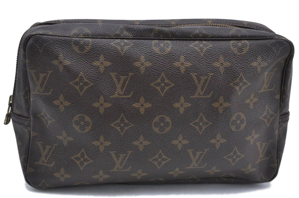 Auth Louis Vuitton Monogram Trousse Toilette 28 Clutch Hand Bag M47522 LV H7160