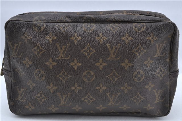 Auth Louis Vuitton Monogram Trousse Toilette 28 Clutch Hand Bag M47522 LV H7160