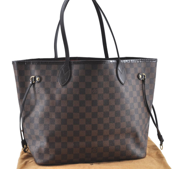 Authentic Louis Vuitton Damier Neverfull MM Tote Bag N51105 LV H7182