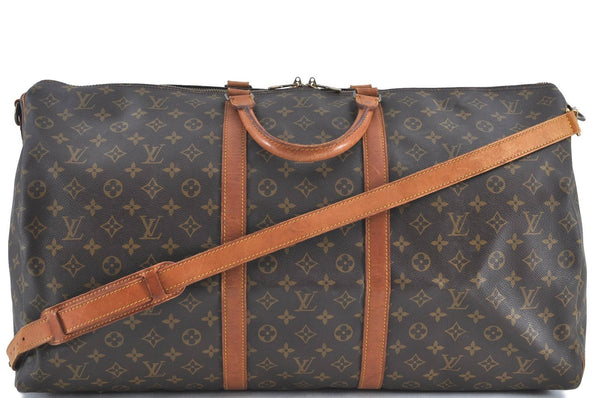 Auth Louis Vuitton Monogram Keepall Bandouliere 60 Boston Bag M41412 LV H7186