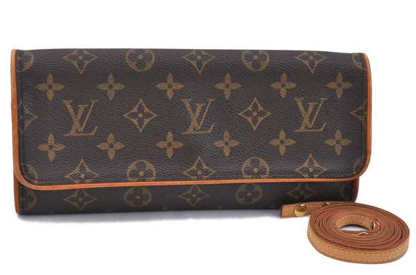 Authentic Louis Vuitton Monogram Pochette Twin GM Shoulder Bag M51852 LV H7188