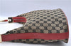 Authentic GUCCI Shoulder Hand Bag GG Canvas Leather 0013814 Black Red H7200