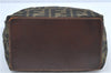 Authentic FENDI Zucca Tote Hand Bag Purse Nylon Leather Brown Black H7203