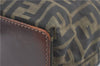 Authentic FENDI Zucca Tote Hand Bag Purse Nylon Leather Brown Black H7203