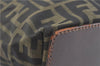 Authentic FENDI Zucca Tote Hand Bag Purse Nylon Leather Brown Black H7203