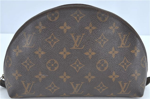 Auth Louis Vuitton Monogram Trousse Demi Ronde 23 Cosmetic Pouch M47520 LV H7236