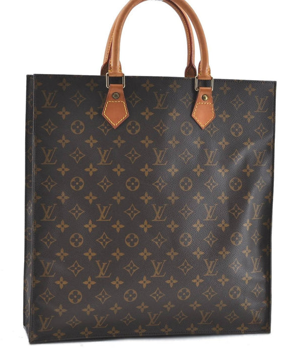 Authentic Louis Vuitton Monogram Sac Plat Hand Bag M51140 LV H7244