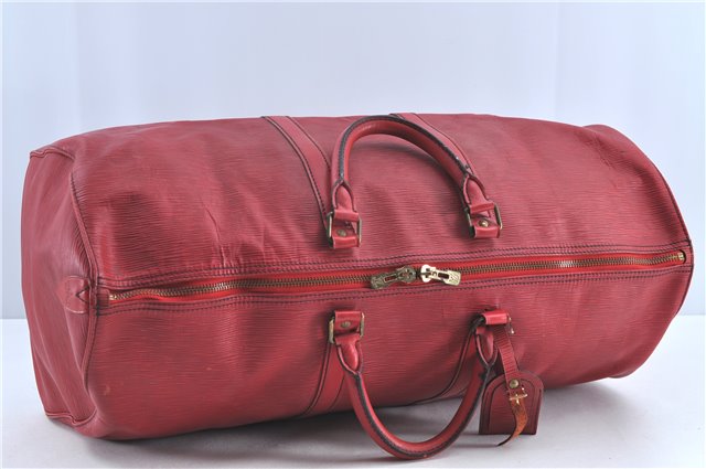 Authentic Louis Vuitton Epi Keepall 55 Boston Bag Red M42957 LV H7246