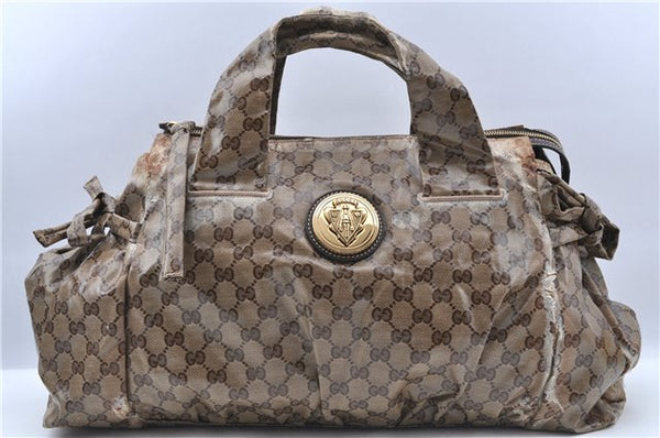 Authentic GUCCI GG Crystal Hysteria Tote Bag PVC Leather 197021 Brown H7258