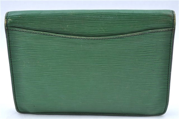 Authentic LOUIS VUITTON Epi Montaigne 20 Clutch Bag Green LV H7287