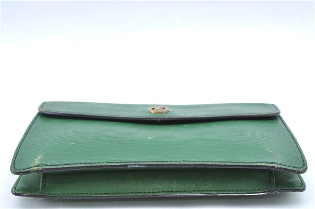 Authentic LOUIS VUITTON Epi Montaigne 20 Clutch Bag Green LV H7287