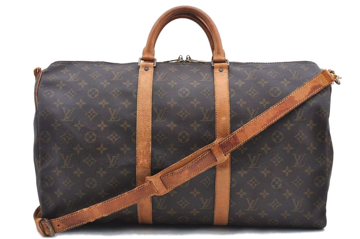 Auth LOUIS VUITTON Monogram Keepall Bandouliere 50 Boston Bag M41416 LV H7296