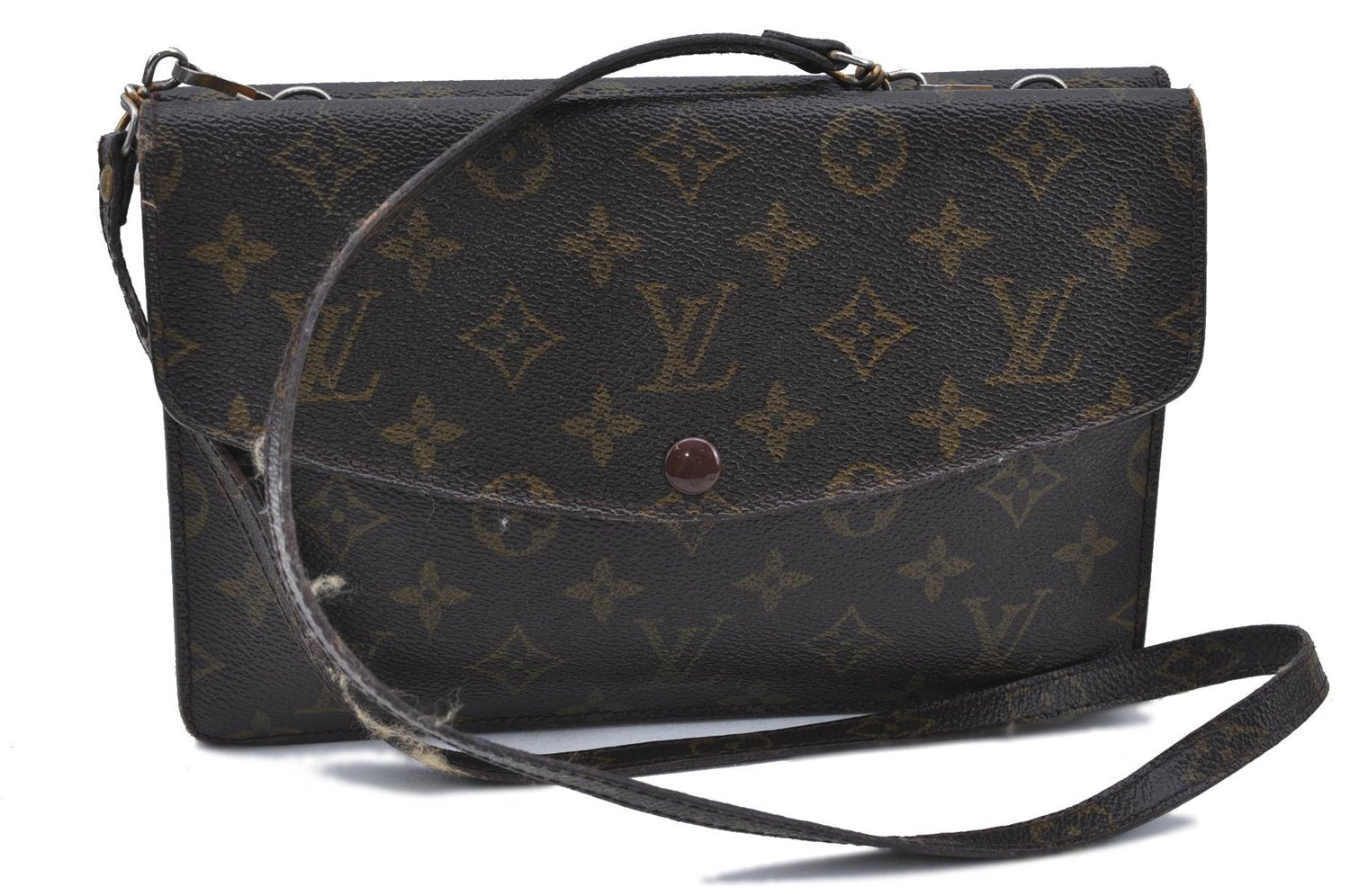 Auth Louis Vuitton Monogram Pochette Double Rabat 2Way Shoulder Cross Bag H7300