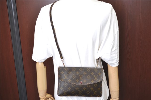 Auth Louis Vuitton Monogram Pochette Double Rabat 2Way Shoulder Cross Bag H7300