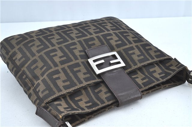 Auth FENDI Zucca Mamma Baguette Shoulder Tote Bag Canvas Leather Brown H7316