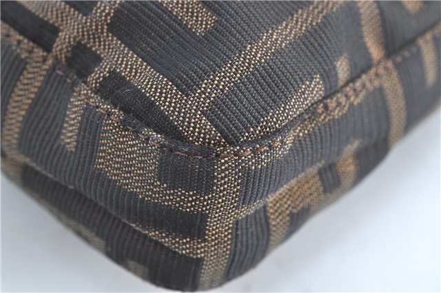 Auth FENDI Zucca Mamma Baguette Shoulder Tote Bag Canvas Leather Brown H7316