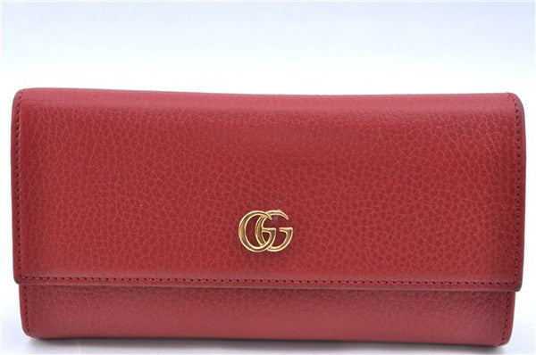 Authentic GUCCI Long Wallet Purse Leather 456116 Red H7317