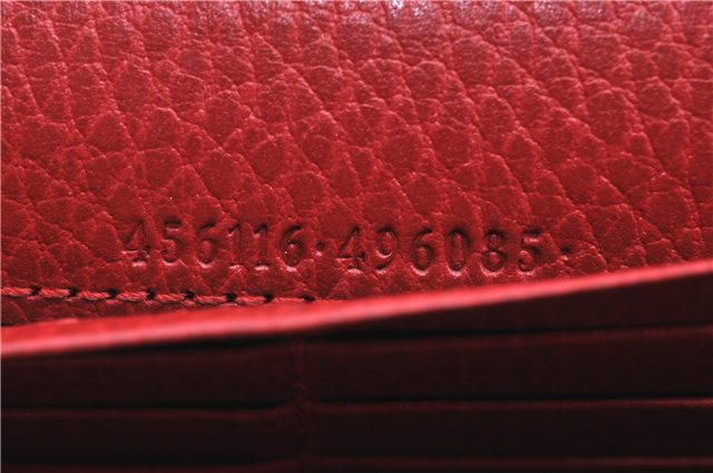 Authentic GUCCI Long Wallet Purse Leather 456116 Red H7317