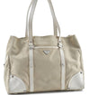 Authentic PRADA Canvas Leather Shoulder Tote Bag Beige H7322