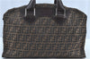 Authentic FENDI Zucca Travel Boston Bag Canvas Leather Brown H7333