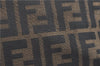 Authentic FENDI Zucca Travel Boston Bag Canvas Leather Brown H7333
