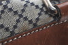 Authentic GUCCI Diamante Shoulder Tote Bag Canvas Leather 231856 Blue H7353