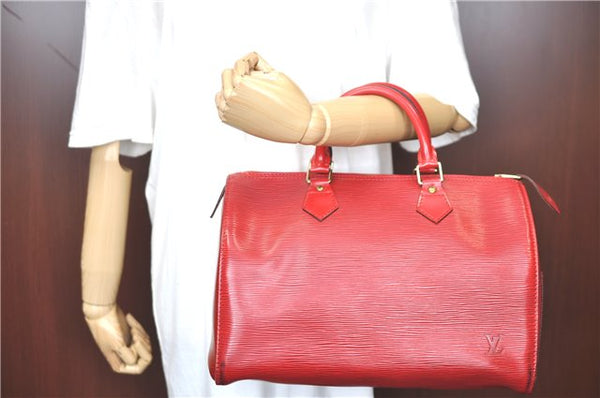 Authentic LOUIS VUITTON Epi Speedy 30 Hand Bag Red M43007 LV H7358