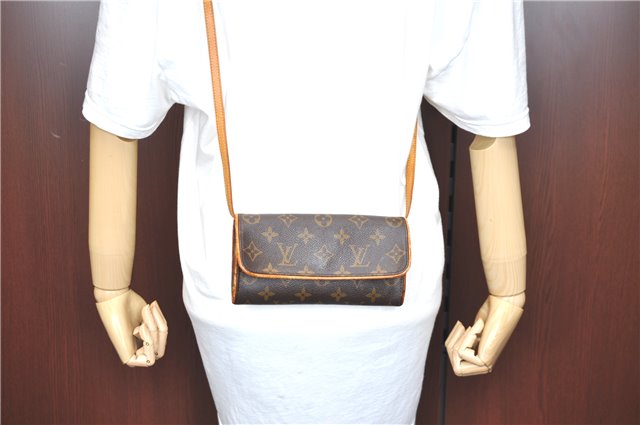 Authentic LOUIS VUITTON Monogram Pochette Twin PM Shoulder Bag M51854 LV H7409