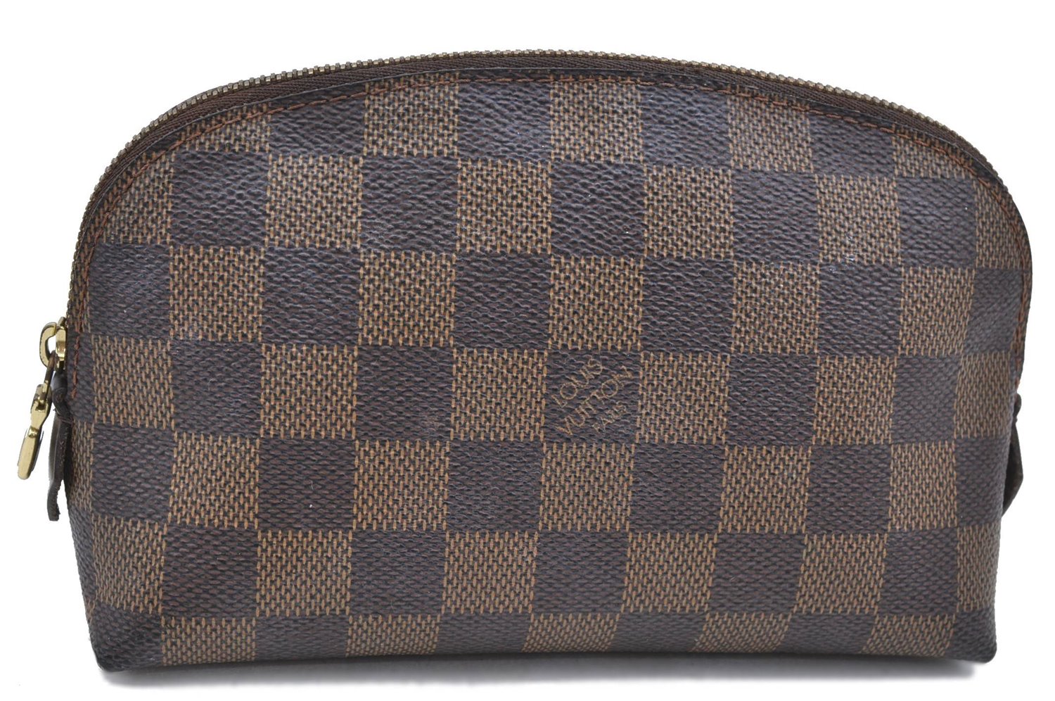 Authentic LOUIS VUITTON Damier Pochette Cosmetic Pouch N47516 LV H7410