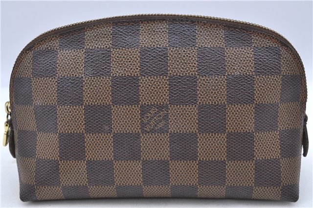 Authentic LOUIS VUITTON Damier Pochette Cosmetic Pouch N47516 LV H7410