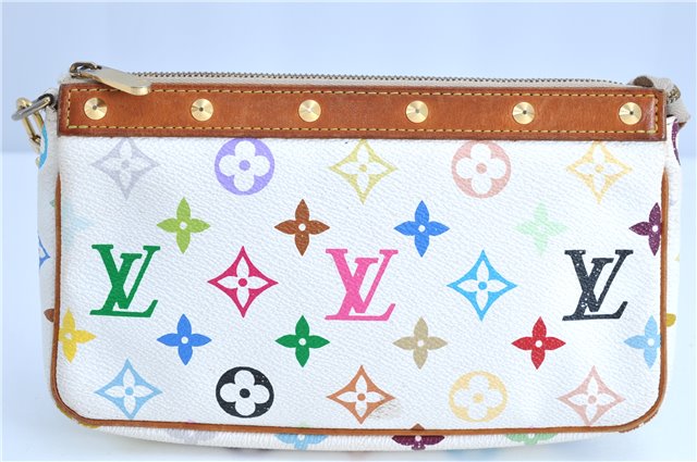 LOUIS VUITTON Monogram Multicolor Pochette Accessoires Pouch M92649 White H7413