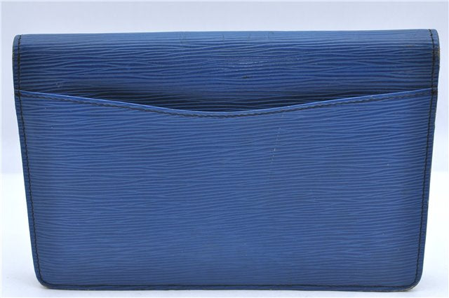 Authentic LOUIS VUITTON Epi Montaigne 23 Clutch Bag Blue M52665 LV H7427