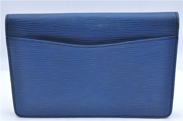 Authentic LOUIS VUITTON Epi Montaigne 23 Clutch Bag Blue M52665 LV H7427