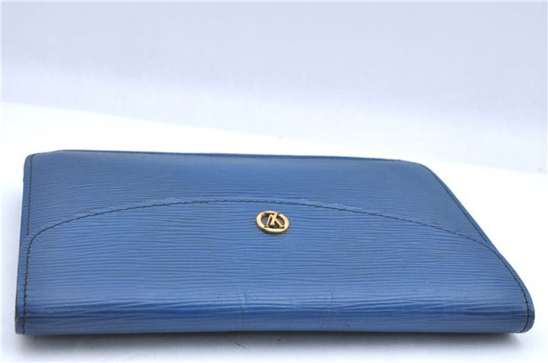 Authentic LOUIS VUITTON Epi Montaigne 23 Clutch Bag Blue M52665 LV H7427