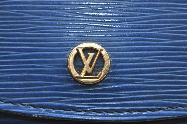 Authentic LOUIS VUITTON Epi Montaigne 23 Clutch Bag Blue M52665 LV H7427