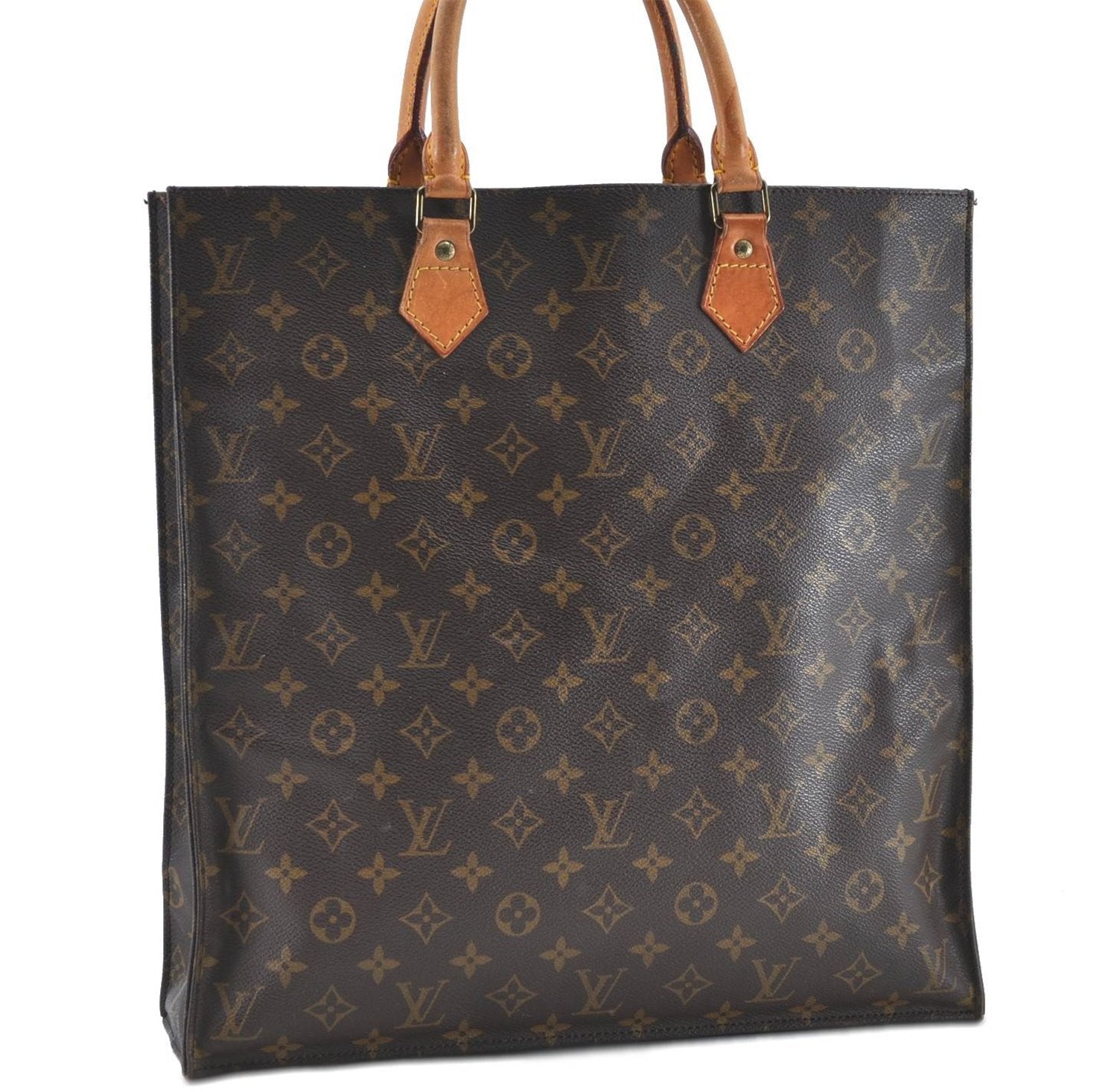 Authentic LOUIS VUITTON Monogram Sac Plat Hand Bag M51140 LV H7494