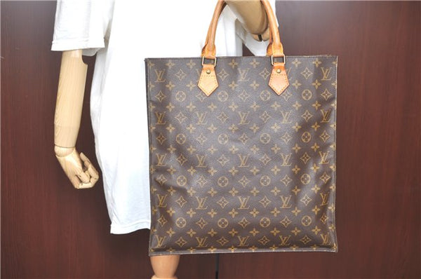 Authentic LOUIS VUITTON Monogram Sac Plat Hand Bag M51140 LV H7494