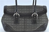 Authentic COACH Signature Shoulder Tote Bag Canvas Leather 7080 Black H7509