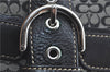 Authentic COACH Signature Shoulder Tote Bag Canvas Leather 7080 Black H7509