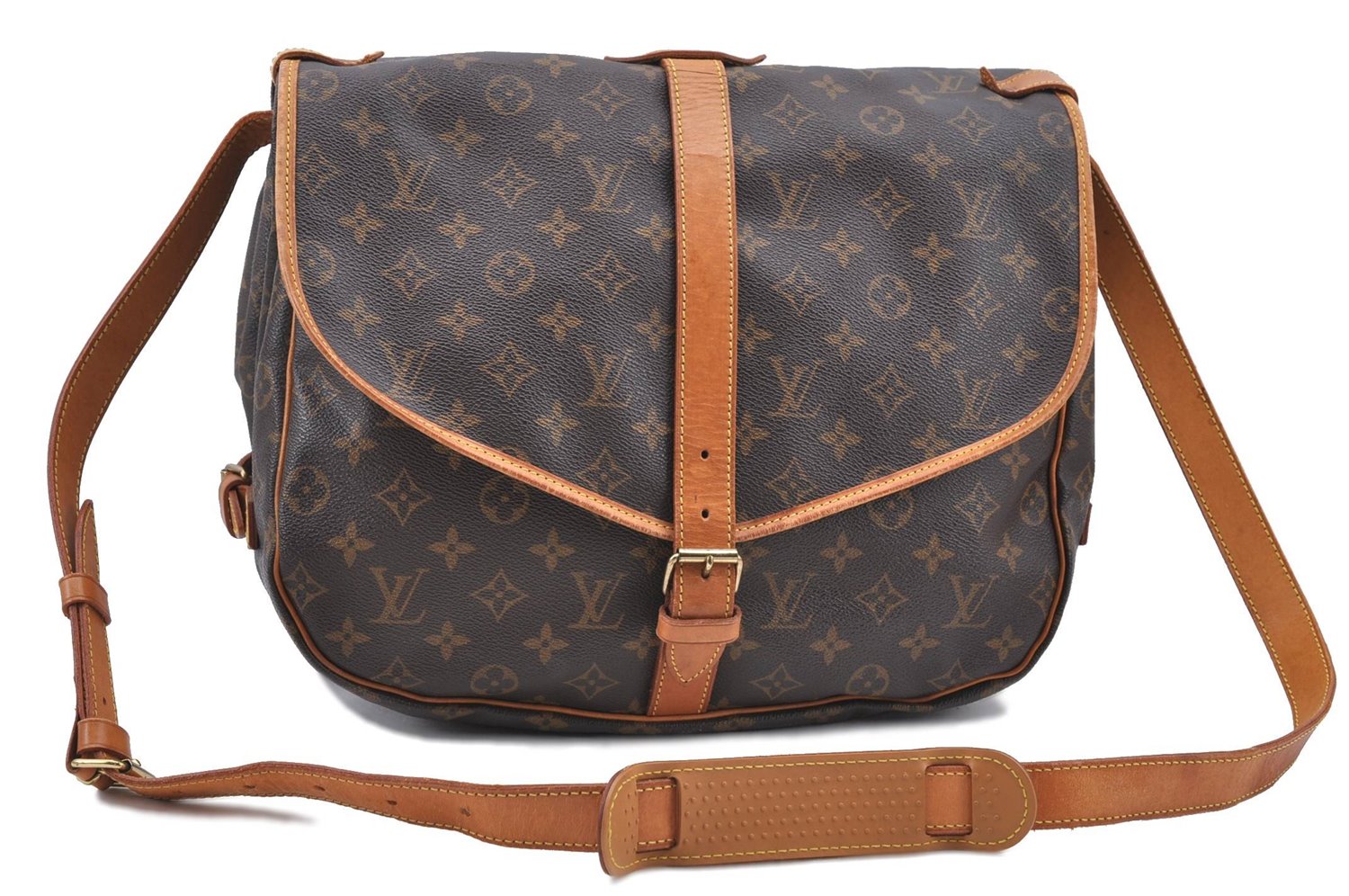 Auth LOUIS VUITTON Monogram Saumur 35 Shoulder Cross Body Bag M42254 LV H7558