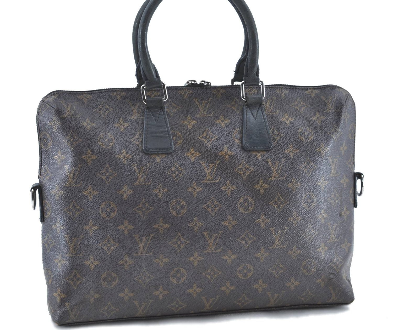 Auth LOUIS VUITTON Monogram Macassar Porte Documents Jour Briefcase LV H7564