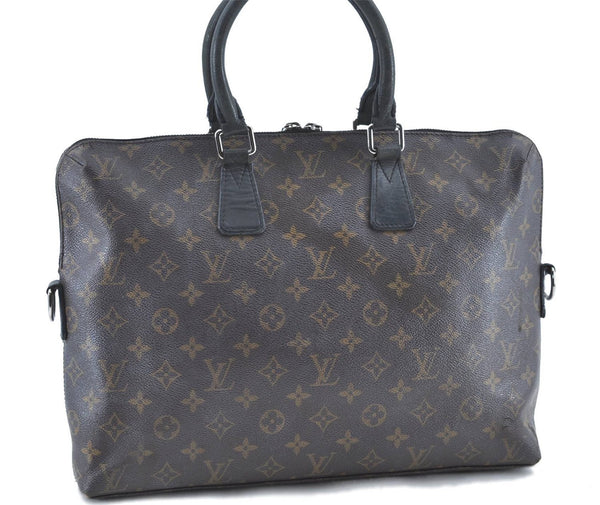 Auth LOUIS VUITTON Monogram Macassar Porte Documents Jour Briefcase LV H7564