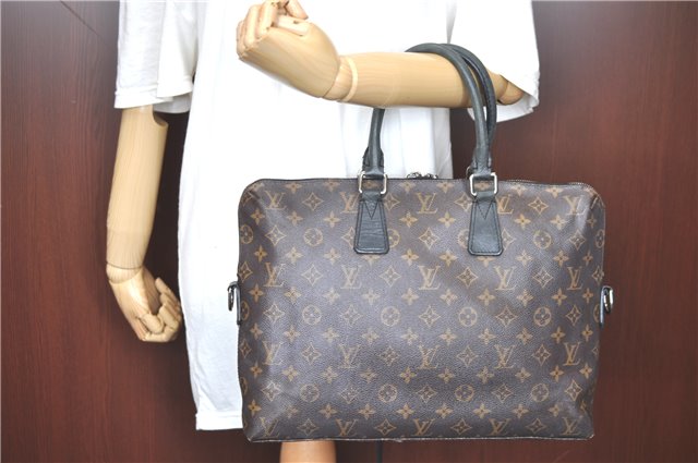Auth LOUIS VUITTON Monogram Macassar Porte Documents Jour Briefcase LV H7564