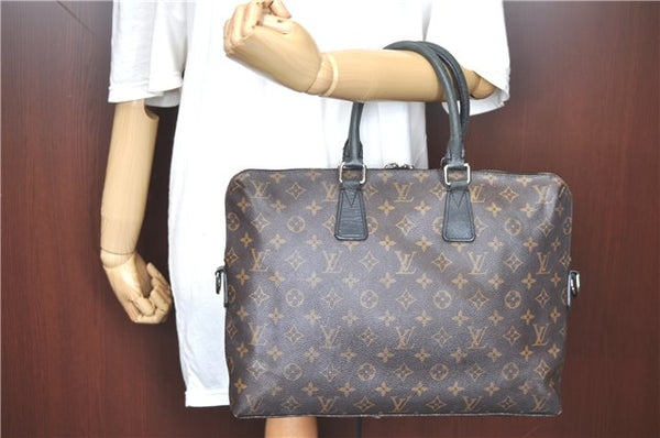 Auth LOUIS VUITTON Monogram Macassar Porte Documents Jour Briefcase LV H7564