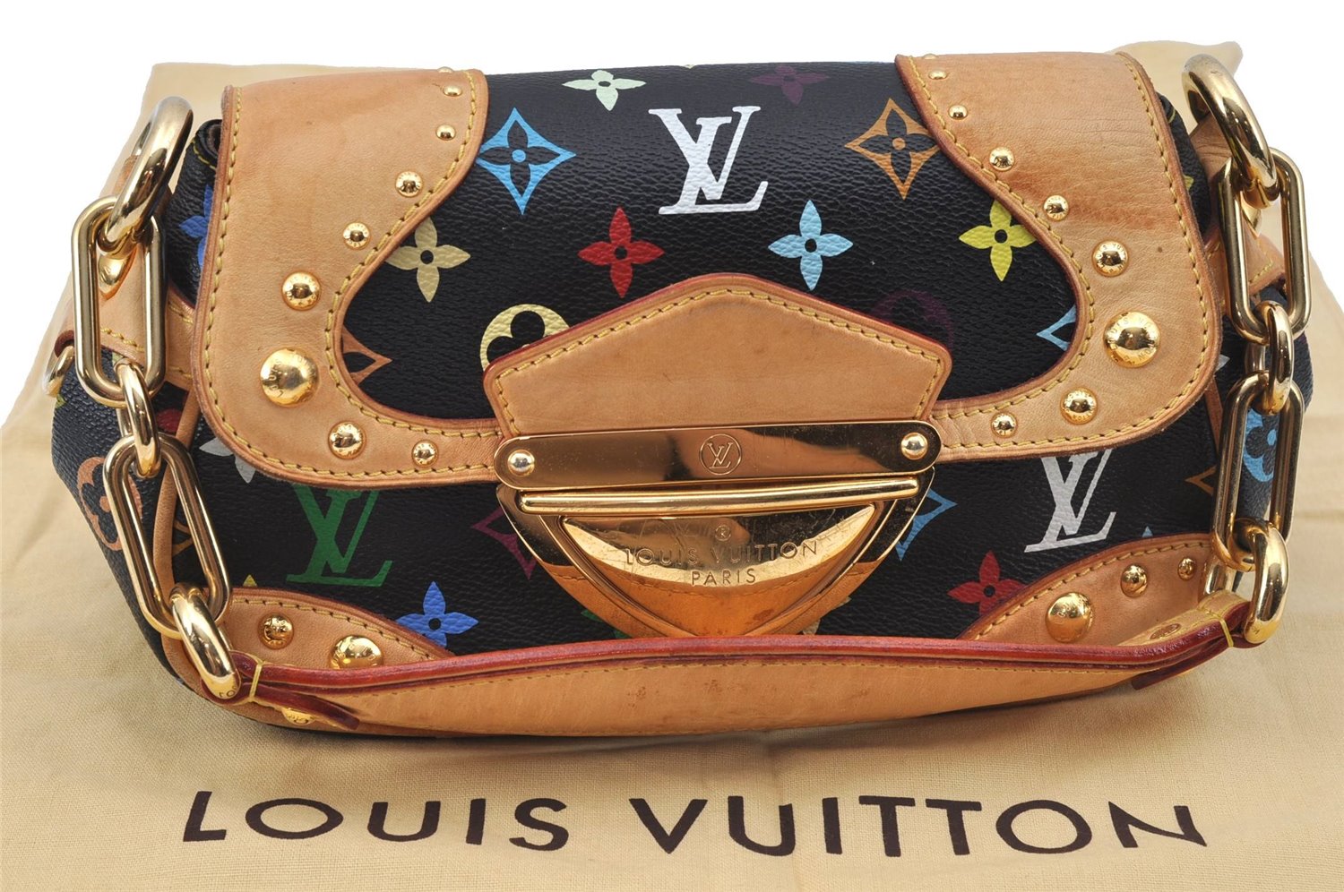 Auth LOUIS VUITTON Monogram Multicolor Marilyn Shoulder Bag M40128 Black H7582