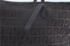 Authentic FENDI Zucchino Shoulder Tote Bag Canvas Leather Brown Black H7609