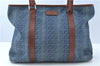 Authentic GUCCI Shoulder Tote Bag Interlocking G Denim Leather 257304 Blue H7611