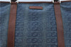 Authentic GUCCI Shoulder Tote Bag Interlocking G Denim Leather 257304 Blue H7611